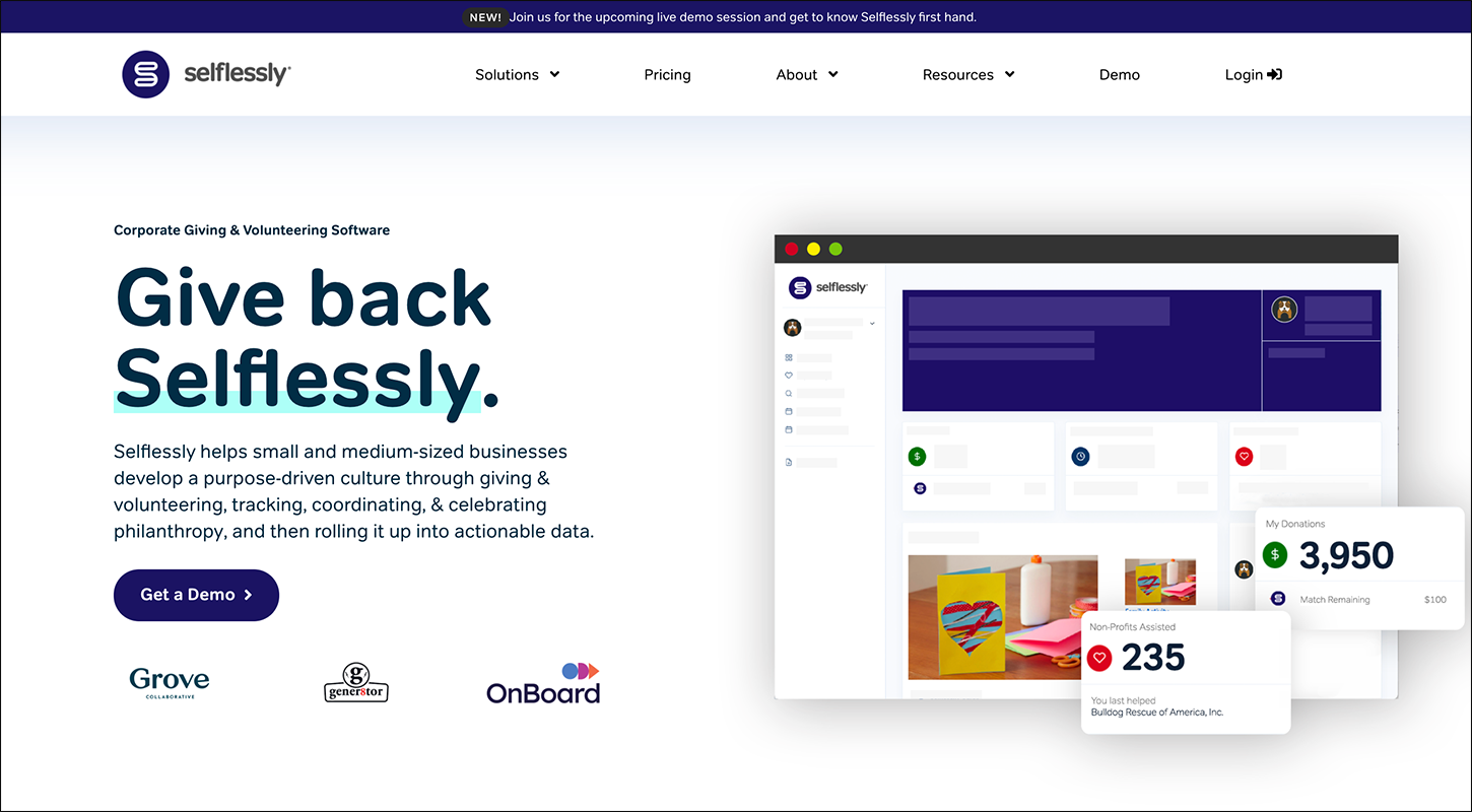 Selflessly is one of our favorite corporate giving software providers.